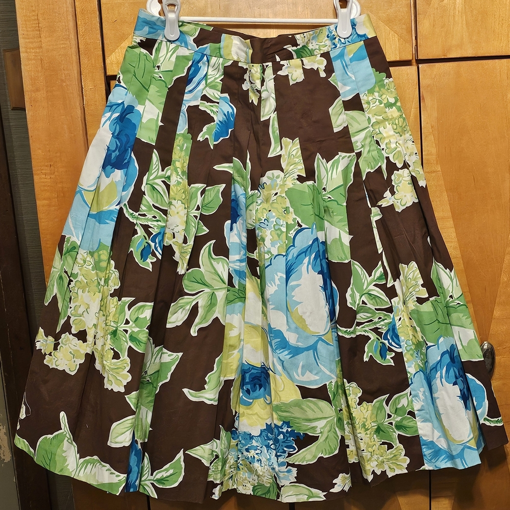 Floral Brown and Blue Women's Skirt